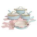 Paris Hilton Epic Pots Pans Set Multi Layer Coating Tempered Glass Lids, Aqua Used. Price: $78.34.