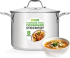 Nutrichef 8 Quart Stainless Steel Cooking Pot With Glass Lid And Ergonomic Ha... New. Price: $71.99.