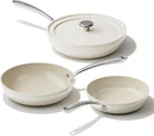Redchef Ceramic Non Stick Cookware Frying Pan Set Beige 12.67 Quarts 4-PIECE New. Price: $59.00.