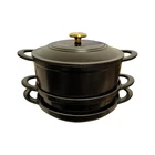 Tramontina 4 Piece Stackable Enamel Cast Iron Cookware Set, Black New. Price: $91.19.