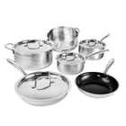 Granitestone Cookware Set Tri-ply Stainless Steel Ceramic Nonstick Coat 10-PIECE New. Price: $188.97.