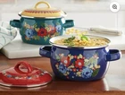 Lot Of 2 Pioneer Woman Dazzling Dahlia Mini Dutch Ovens Steel W/enamel Finish New. Price: $29.99.