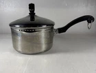 Farberware 1 Qt Sauce Pan/pot Double Pour Spout & Straining Lid Stainless Steel Used. Price: $9.96.
