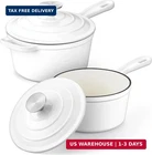 Leonyo Cast Iron Pots And Pans Set, 1QT & 2QT Enameled Sauce With Lid, Small New. Price: $114.73.