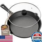 Bakkenmaster Pre Seasoned Cast Iron Skillet Glass Lid Silicone HANDLE12 New. Price: $59.50.