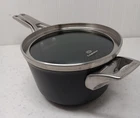 Calphalon Premier 3.5 Quart Heavy Duty Non Stick Saucepan W/ Space Saver Lid Used. Price: $39.95.