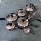 11 Piece Revere Ware Copper Bottom Pot Skillet Lot Inc Tea Kettle Measure Cup Used. Price: $115.00.