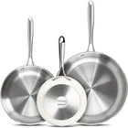 Michelangelo Stainless Steel Frying Set, 8" 9.5" 11" Induction Pan, Triply B New. Price: $90.60.