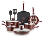 T-fal 12 Piece Non-stick Cookware Set Pots & Pans Red Dishwasher Oven Safe 350 New. Price: $71.99.