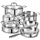 Ewfen 3 Ply Stainless Steel 11-PIECE Cookware Set Lids Pots And Pans Kitchen New. Price: $224.10.