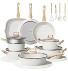 Bazova 24-PIECE White Ceramic Nonstick Pan Set Induction W/ Glass Lids Steamer New. Price: $49.99.