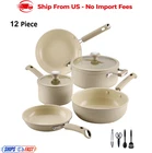Farberware Truecook 12PC Ceramic Cookware Set, Dishwasher And Oven Safe, Taupe New. Price: $73.99.