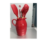 Member's Mark Red Kitchen Utensil Set With Ceramic Holder Used. Price: $25.00.