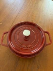 Staub 2.75 Qt Round Cast Iron Cocotte Dutch Oven Grenadine 1102287 French Used. Price: $154.00.