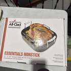 All-clad Essentials Hard Anodized Nonstick Roaster With Rack 11" X 14", Black New. Price: $60.00.