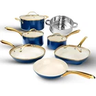 Gotham Steel 2608 Pots And Pans Natural Ceramic Nonstick Cookware Set, Navy New. Price: $80.00.
