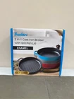 Bruntmor 2-IN-1 Red Enameled Cast Iron Cocotte Double Braiser Pan With Grill Lid New. Price: $52.07.