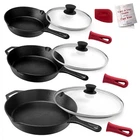 Cuisinel 8" 10" 12" Cast Iron Skillets Set Glass Lids - Scratch & Dent Used. Price: $68.97.