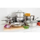 Viking 13-PIECE Tri-ply Stainless Steel Cookware Set With Glass Lids New. Price: $428.04.