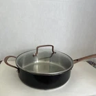 Cuisinart Black Saut Pan With Lid Copper Handle. 4.0 QT/3.8L Nice Cond Used. Price: $39.99.