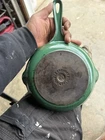 Creuset 20CM Green Enameled Cast Iron Frying Pan Skillet W/ Pour Spout Used. Price: $80.00.