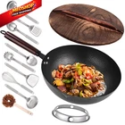 Leidawn 12.8" Carbon Steel WOK-11PCS Woks & Stir Fry Pans Inches, Black New. Price: $46.19.
