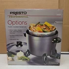 New Presto Options Electric Multi-cooker Steamer/deep Fryer/stews Qt #06003. Price: $39.99.