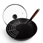Abangdun Carbon Steel Wok Pan, Round Bottom & Stir-fry Pans, 13.4", Black New. Price: $76.12.