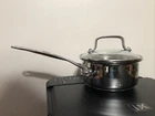 Cuisinart #719-14G 1.0 Qt Sauce Pan With Lid Stainless Steel Used. Price: $16.00.