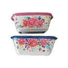 Two (2) Pioneer Woman Ceramic Mini Loaf Pans Keepsake Floral Design (1) New. Price: $29.68.