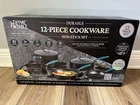 Thyme & Table 12-PIECE Ceramic Non-stick Cookware Set Black Rainbow Collection New. Price: $89.88.