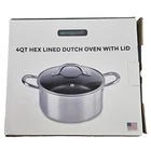 New Servappetit 4 Qt Hex Lined Dutch Oven With Glass Lid Box. Price: $24.86.