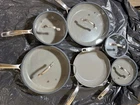 Greenpan Eras Ceramic Non-stick 11-PIECE Cookware Set, Blue Used. Price: $120.00.