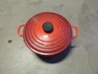 Vintage Le Creuset 5.5QT Cerise Red Enamel Cast Iron Dutch Oven France #26 *read Used. Price: $134.99.