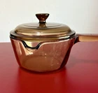Corningware Visions Amber Glass 1.5L Saucepan W/spout Lid, Long Handle 450 F Used. Price: $24.95.