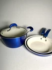 Kenmore Blue Ceramic Nonstick Cookware Set 4.5 Qt Pot Lid 8 9.5 Fry Pans New. Price: $45.00.