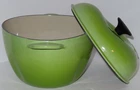 Cocotte Green Apple Shape Creuset French Enameled Cast Iron Pot With Lid Oven Used. Price: $200.00.