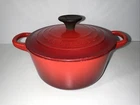 Le Creuset Cocotte Ronde 6.5 Inches 1.25 Qt Cerise Red Cast Iron Htf Euc Used. Price: $163.26.