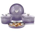 Megachef 7 Piece Enameled Cast Iron Cookware Set In Purple New. Price: $122.67.