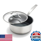 Greenpan Stainless Steel Treviso 2.1QT Saucepan With Lid, Healthy Ceramic Nonsti New. Price: $73.03.