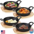 Sliner 4 Sets Mini Cast Iron Skillet With Wood Tray Pre-seasoned Small Plates New. Price: $70.18.