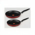 T-fal Non Stick Frying Pan Set Red Two-piece Special Edition Triangle Design New. Price: $59.99.
