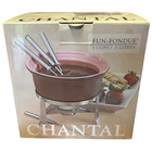 Chantal Fun Fondue Ceramic 3 Cups 4.75 Diameter Hot Dip Server Warmer Chocolate Open. Price: $13.99.