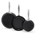 Greenpan Black 3 Piece Frying Skillet Set, 8 10 And 12 Healthy Cera... New. Price: $168.74.