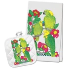 Amazon Parrot Floral Kitchen Dish Towel And Pot Holder Gift Set New. Price: $24.95.