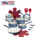 Tasty Clean Ceramic 16 Piece Non-stick Aluminum Cookware Set, Slate Blue New. Price: $54.49.