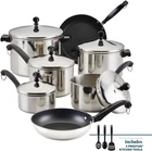 Farberware Classic Stainless Steel Cookware Pots And Pans Set, 15-PIECE,SILVER New. Price: $124.00.