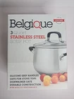 Belgique 3 Quart Stainless Steel Soup Pot W/ Glass Lid & Silicone Grip Handles New. Price: $49.99.