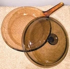 Ln Vintage 10" Pyrex Visionware Waffle Bottom Amber Glass Frying Pan Lid New. Price: $44.99.