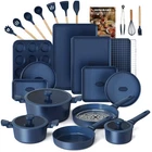 Cookware Set 26 Pcs Nonstick Ceramic Induction Oven Safe Blue Hongbake Pots Pans New. Price: $259.99.